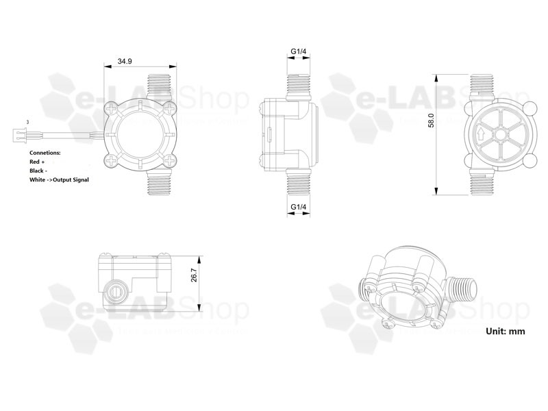 Sensor Medidor Caudal Caudalimetro Yf-s201 1/2" - Imagen 3