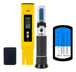 Combo Kit Medidor de pH Autocalibracion + Refractometro Cerveza Mosto 0 – 32 brix | Densidad Metalico