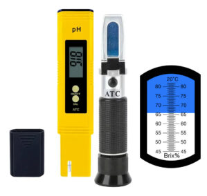 Combo Kit Medidor de pH Autocalibracion + Refractometro Dulces y Mermeladas 45 – 82 Brix Metalico